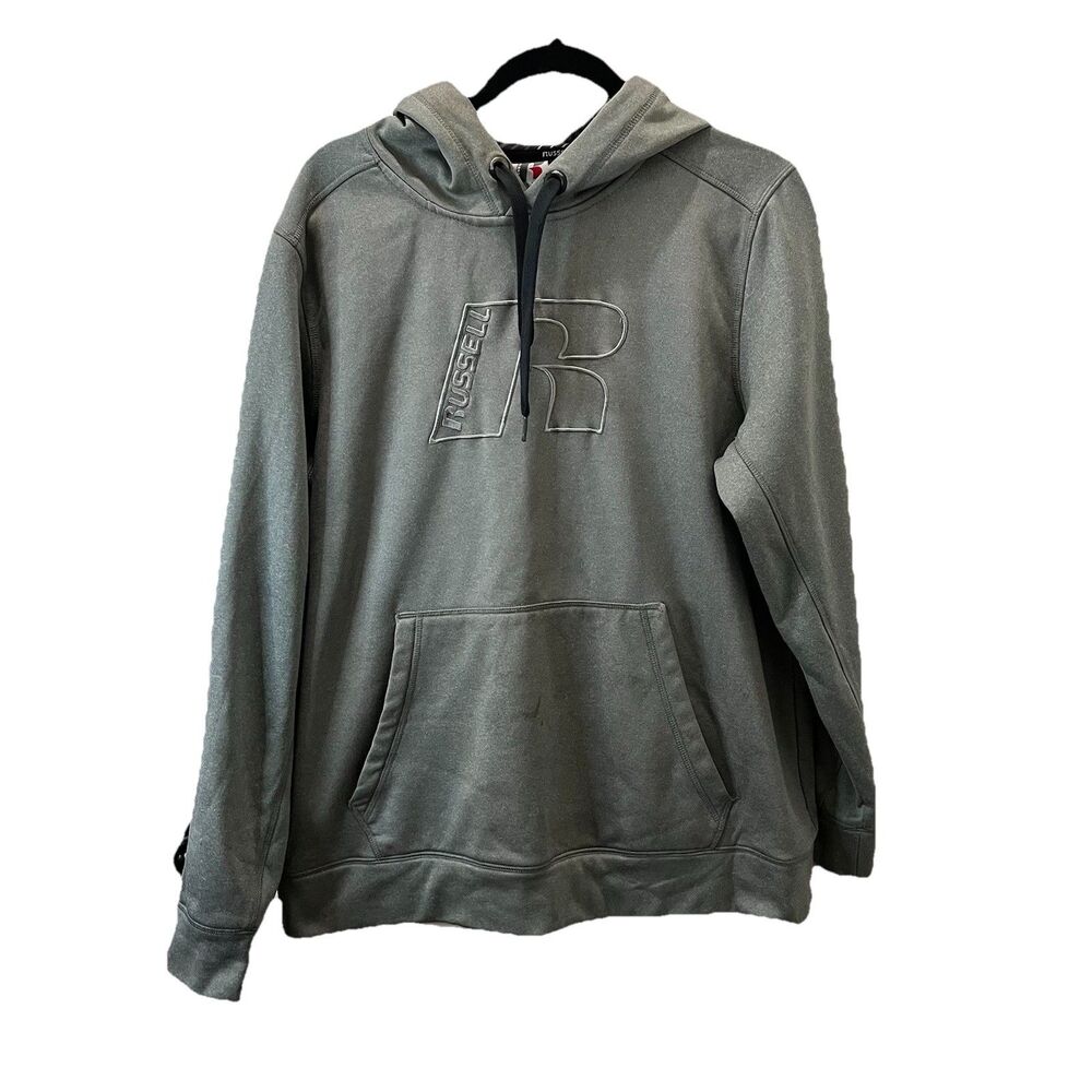Russell Athletic Gray Performance Pullover Hoodie Jacket Logo Mens Size L 42-44